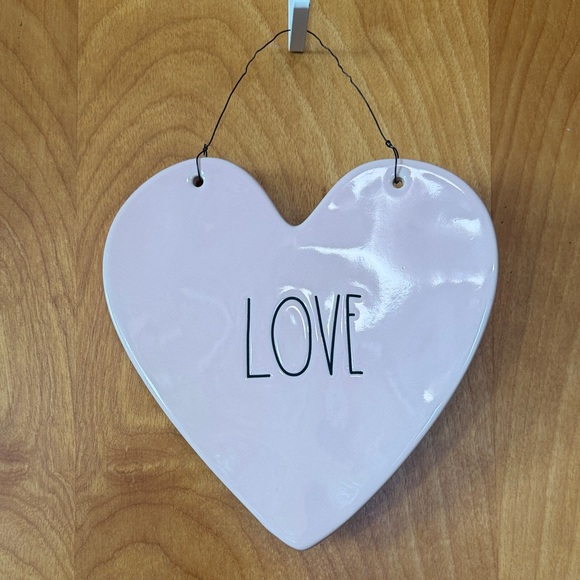 Rae Dunn Other - Rae Dunn Pink Heart-Shaped Love Wall Hanging